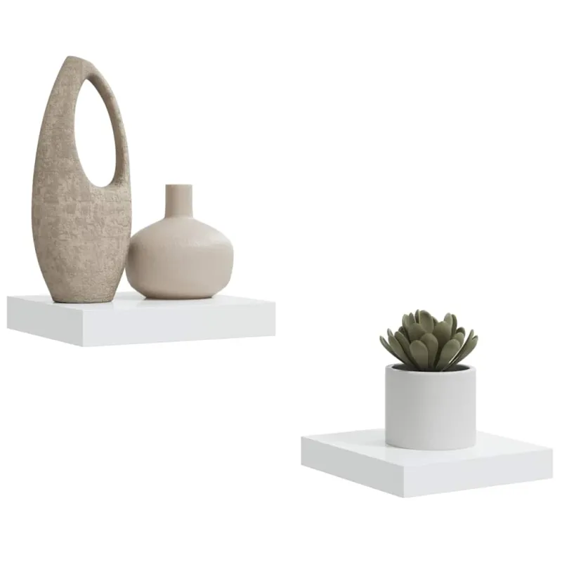 Pakabinamos lentynos, 2vnt., baltos, 23x23,5x3,8cm, MDF