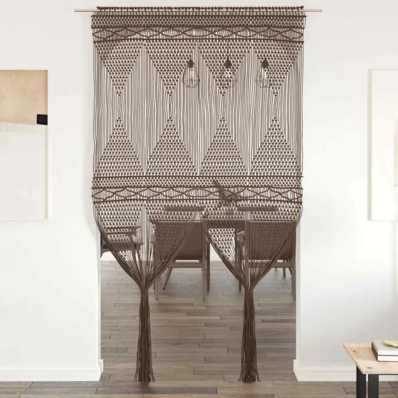 Užuolaida, taupe spalvos, 140x240cm, medvilnė, makrame stiliaus