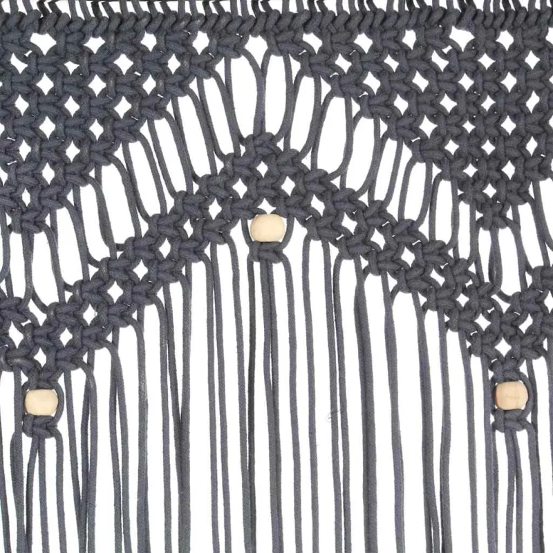 Užuolaida, antracito, 140x240cm, medvilnė, makrame stilius