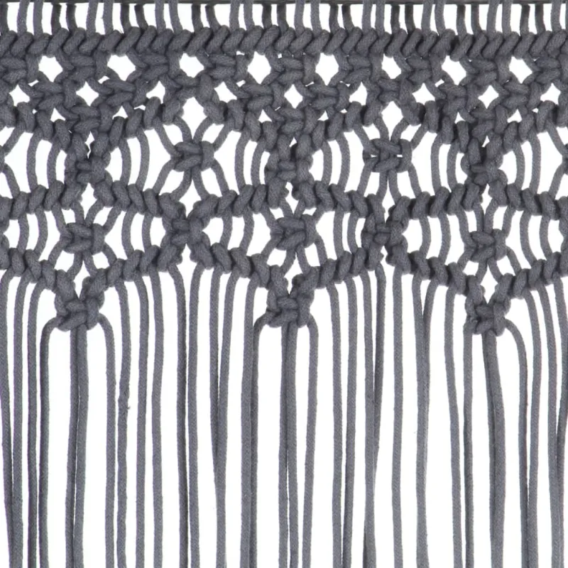Užuolaida, antracito, 140x240cm, medvilnė, makrame stiliaus