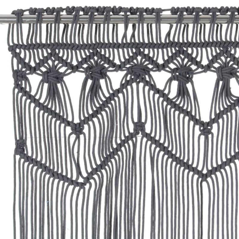 Užuolaida, antracito, 140x240cm, medvilnė, makrame stiliaus
