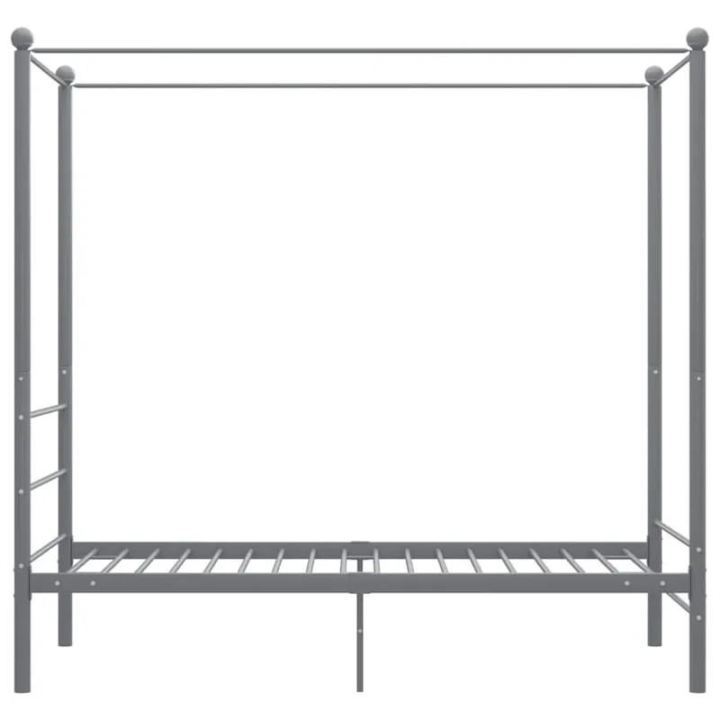 Lovos rėmas su baldakimu, pilkos spalvos, 90x200cm, metalas