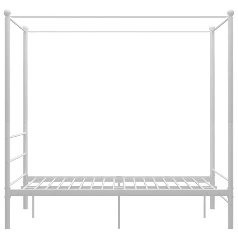 Lovos rėmas su baldakimu, 140x200cm, baltos spalvos, metalas