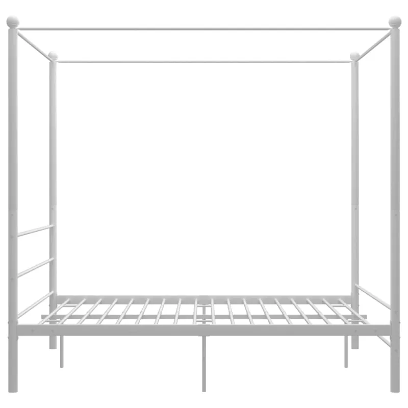 Lovos rėmas su baldakimu, baltos spalvos, 160x200cm, metalas