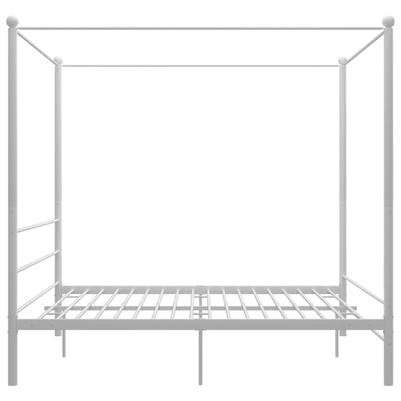 Lovos rėmas su baldakimu, baltos spalvos, 180x200cm, metalas