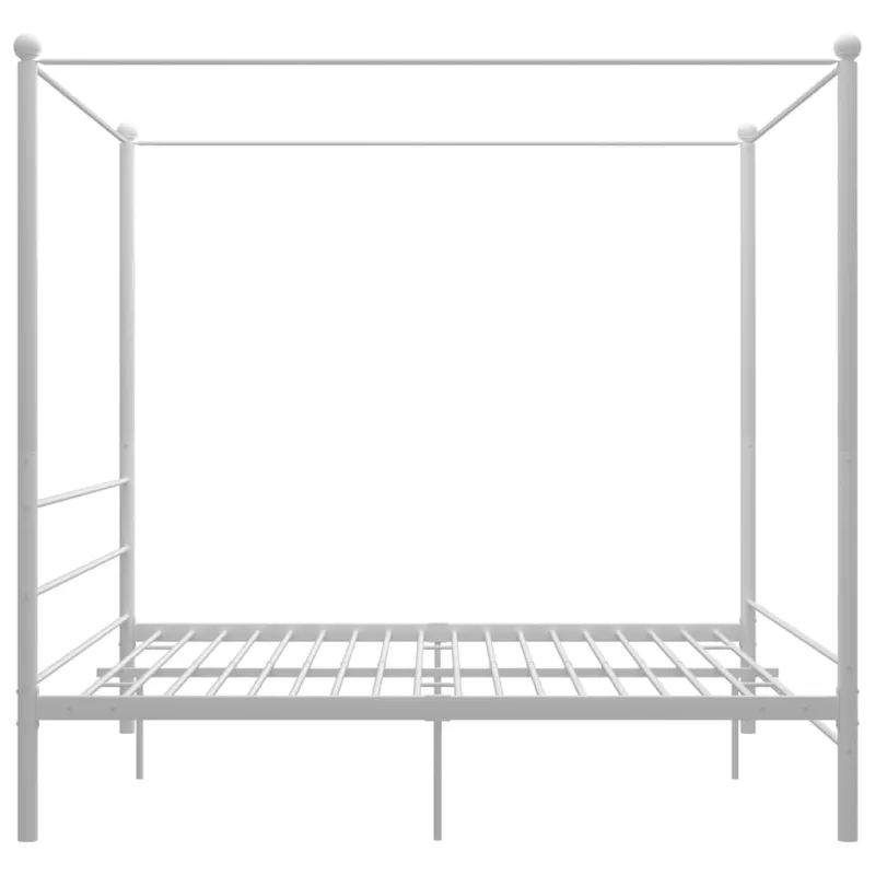 Lova su baldakimu, baltos spalvos, 200x200cm, metalas