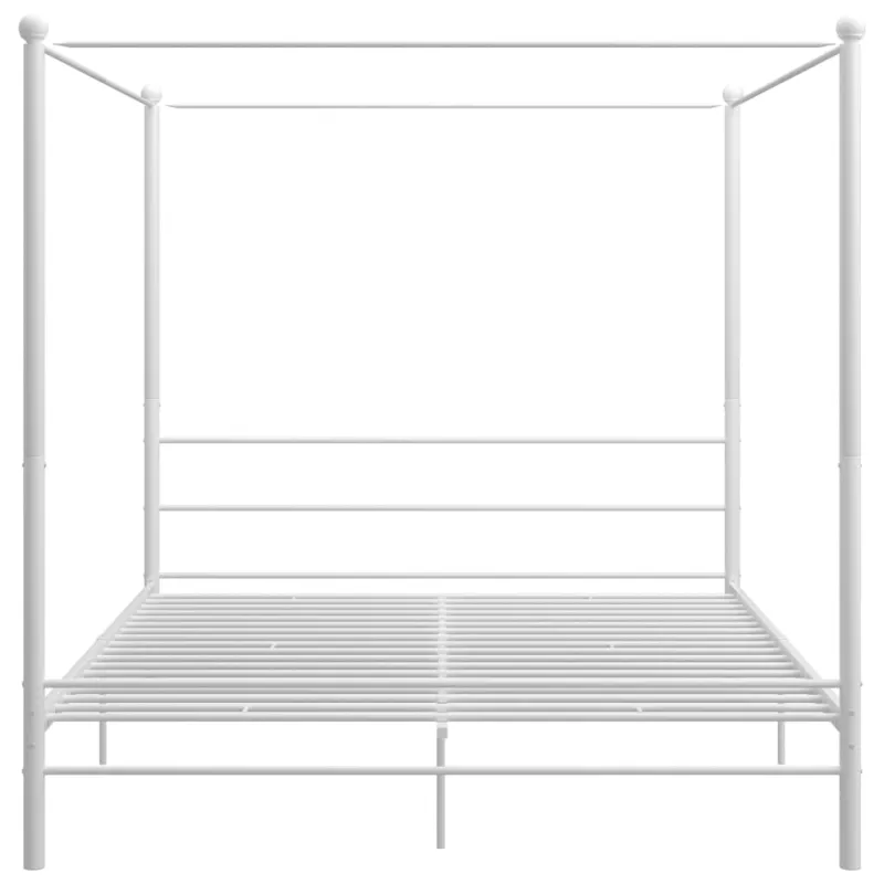 Lova su baldakimu, baltos spalvos, 200x200cm, metalas