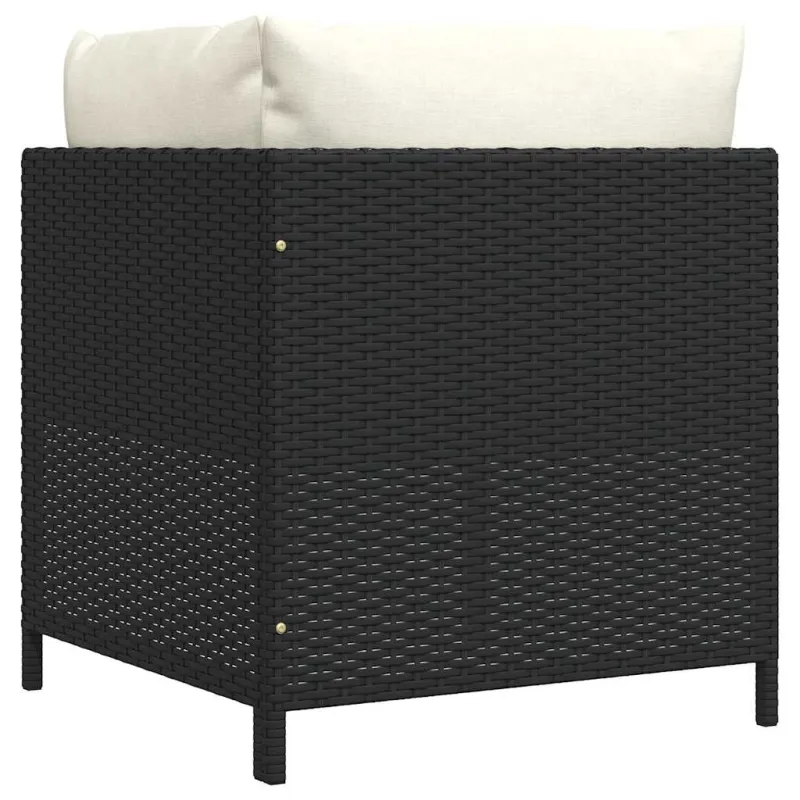 Modulinė kampinė sofa su pagalvėlėmis, juoda, poliratanas