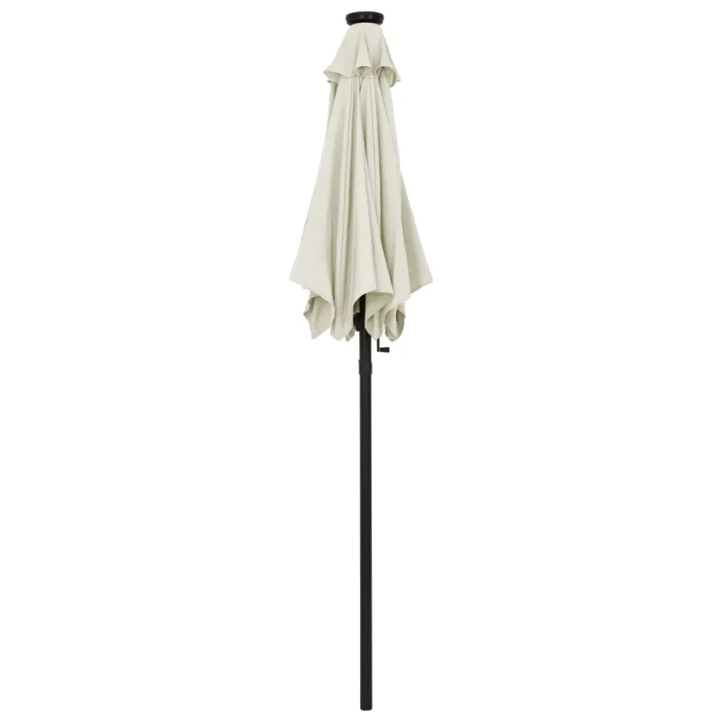 Sodo skėtis nuo saulės su LED, smėlio, 200x211cm, aliuminis