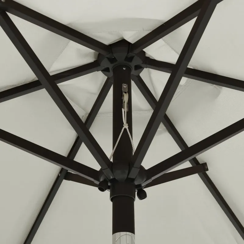 Sodo skėtis nuo saulės su LED, smėlio, 200x211cm, aliuminis