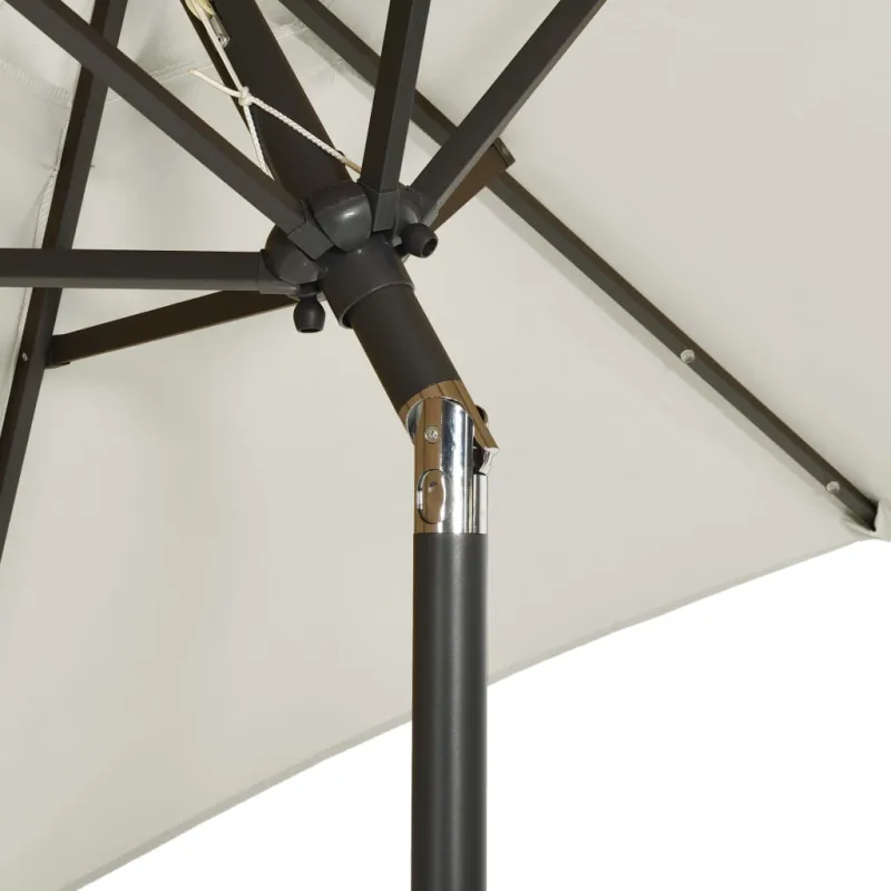 Sodo skėtis nuo saulės su LED, smėlio, 200x211cm, aliuminis