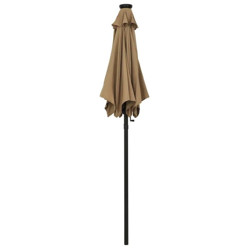 Sodo skėtis nuo saulės su LED, taupe, 200x211cm, aliuminis
