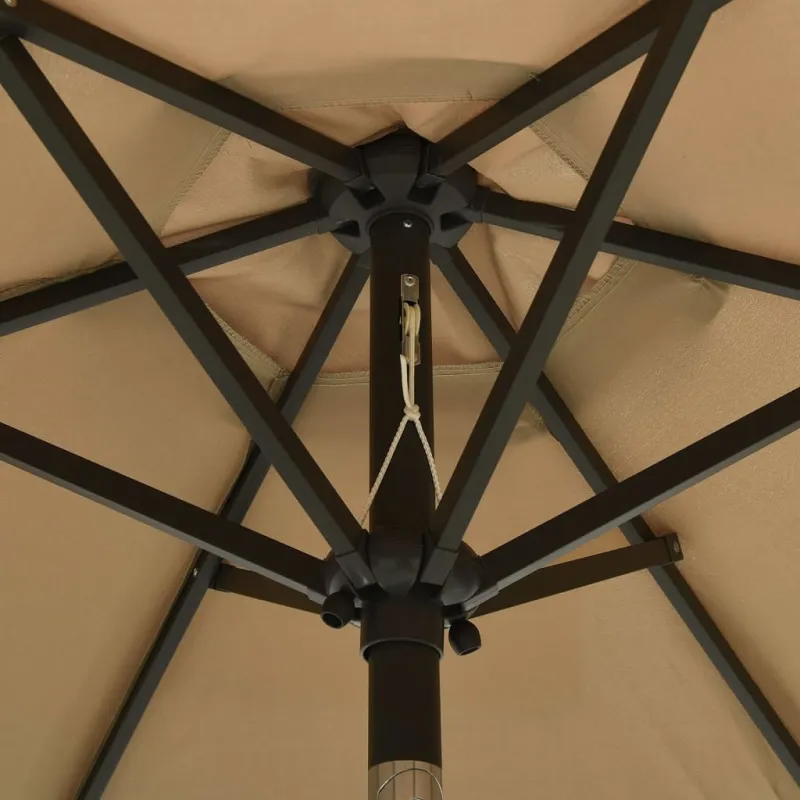 Sodo skėtis nuo saulės su LED, taupe, 200x211cm, aliuminis