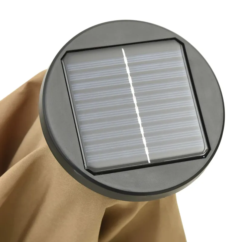 Sodo skėtis nuo saulės su LED, taupe, 200x211cm, aliuminis