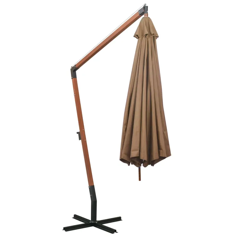 Kabantis sodo skėtis su stulpu, taupe, 3,5x2,9m, eglės masyvas