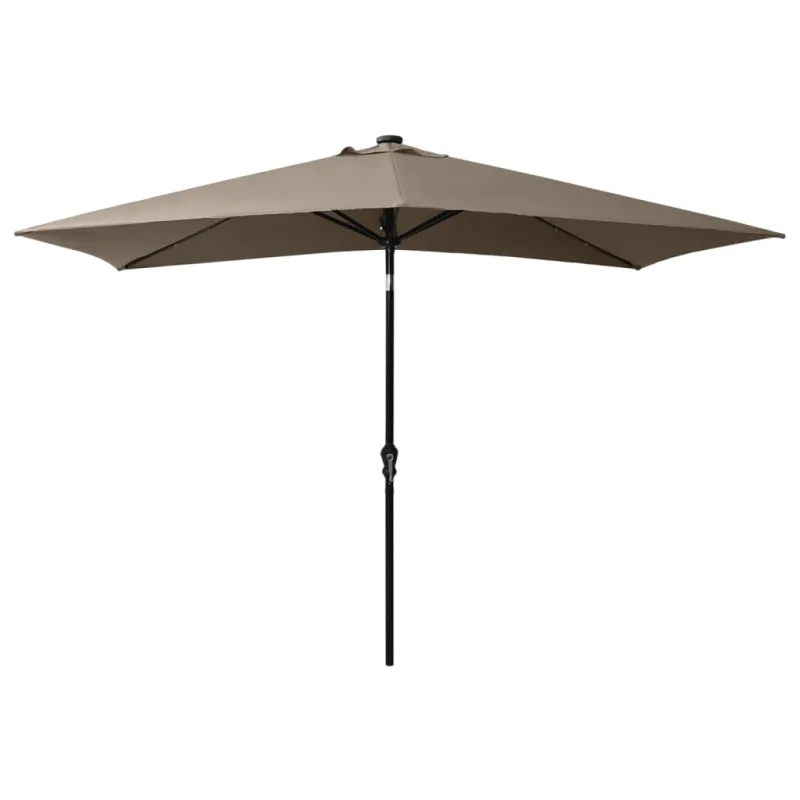 Sodo skėtis nuo saulės su LED ir plieniniu stulpu, taupe, 2x3m