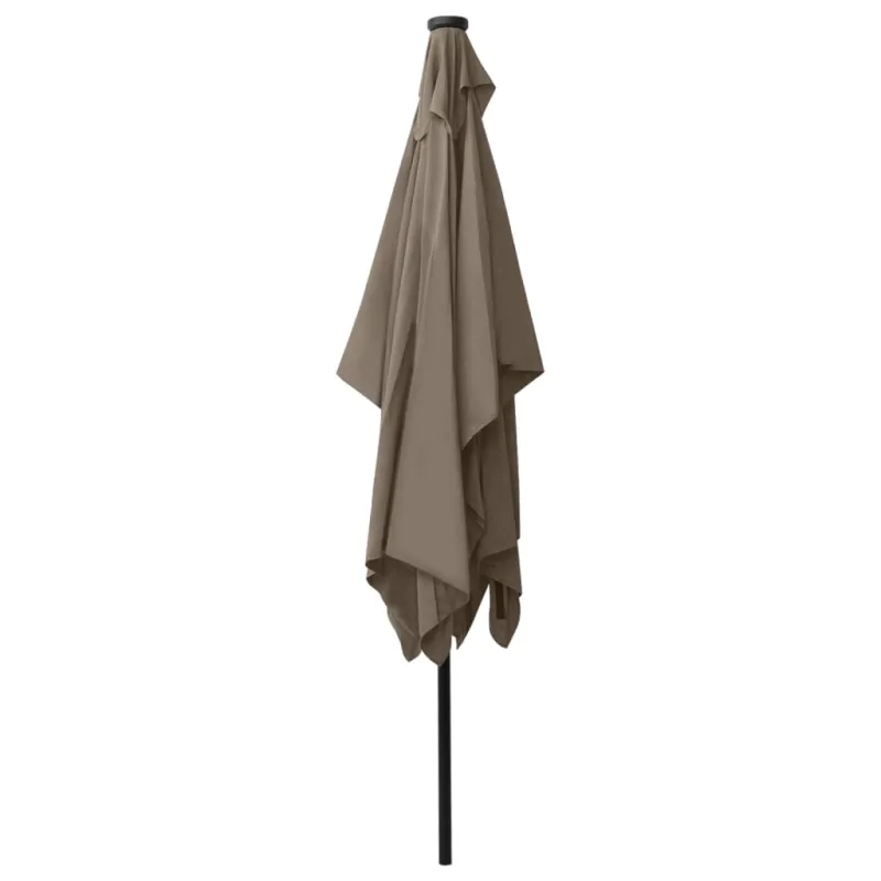 Sodo skėtis nuo saulės su LED ir plieniniu stulpu, taupe, 2x3m