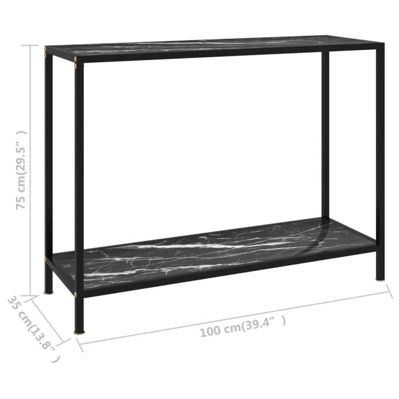 Konsolinis staliukas, juodas, 100x35x75cm, grūdintas stiklas