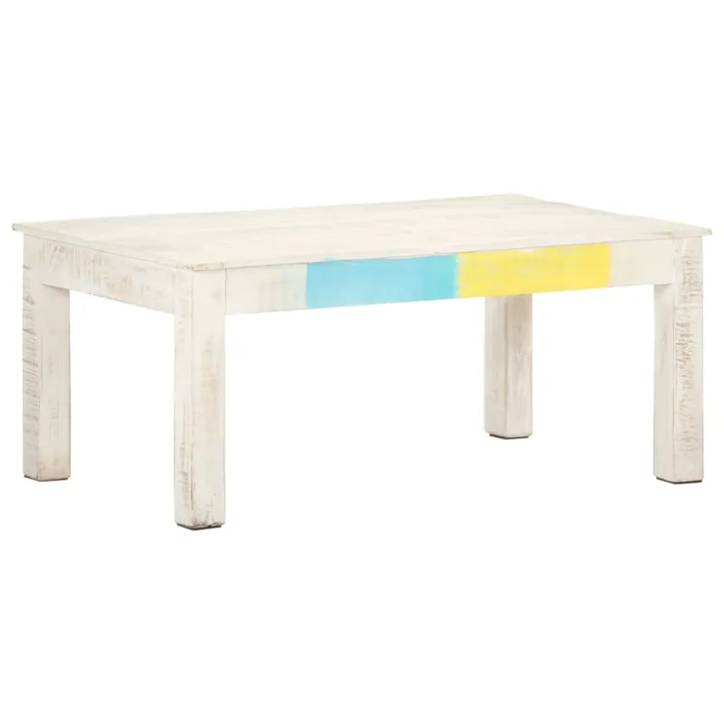 Kavos staliukas, baltas, 110x60x45cm, mango medienos masyvas