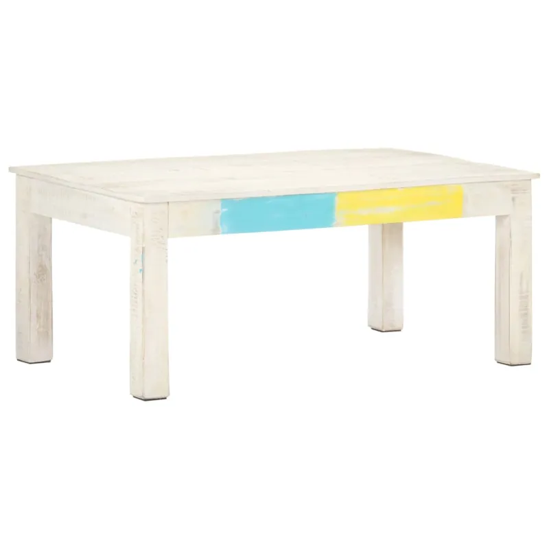 Kavos staliukas, baltas, 110x60x45cm, mango medienos masyvas