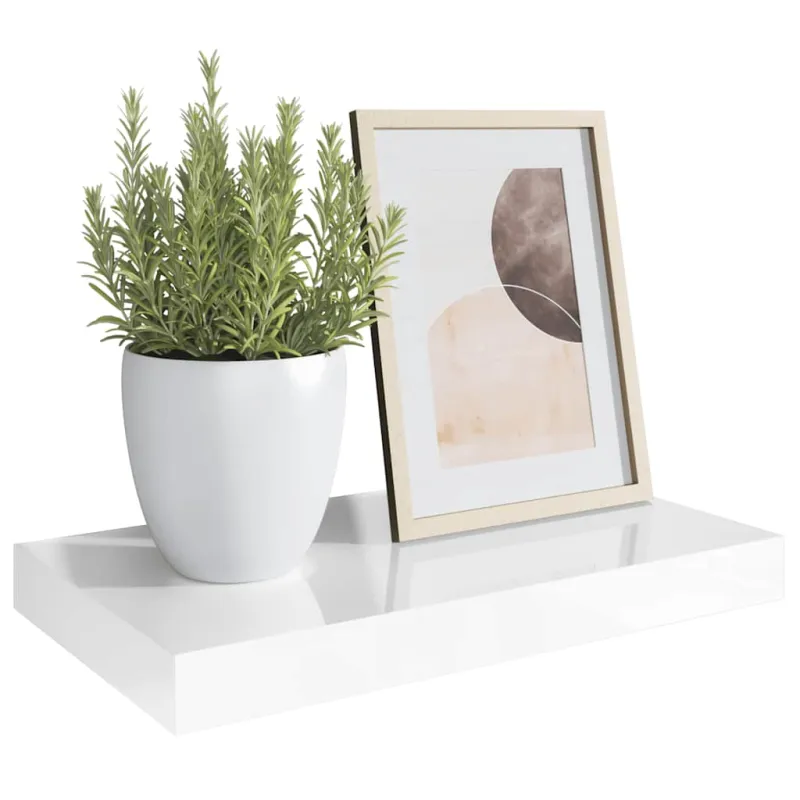 Pakabinama sieninė lentyna, balta, 40x23x3,8cm, MDF, blizgi
