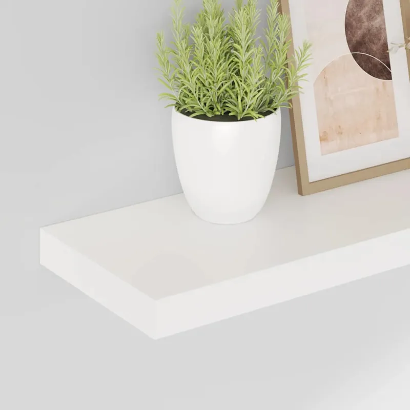 Pakabinamos lentynos, 2vnt., baltos, 60x23,5x3,8cm, MDF