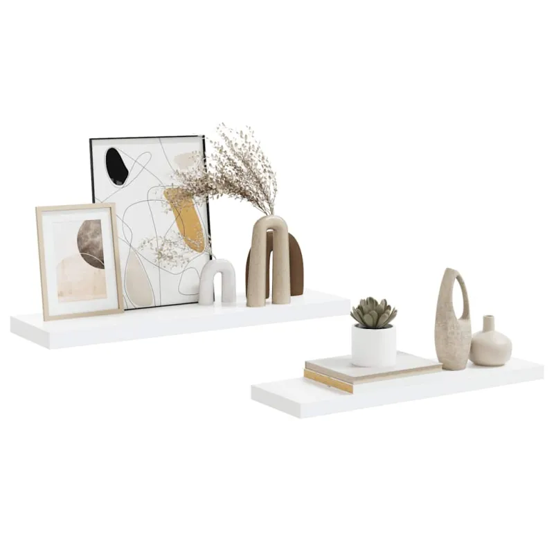 Pakabinamos lentynos, 2vnt., baltos, 80x23,5x3,8cm, MDF