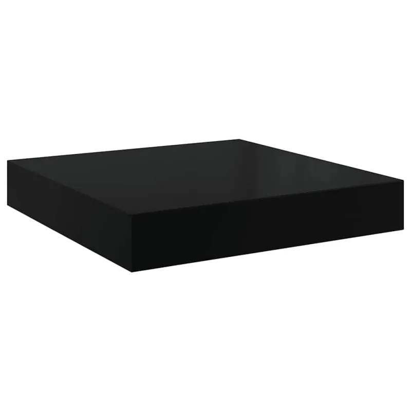 Pakabinamos sieninės lentynos, 4vnt., juodos, 40x23x3,8cm, MDF
