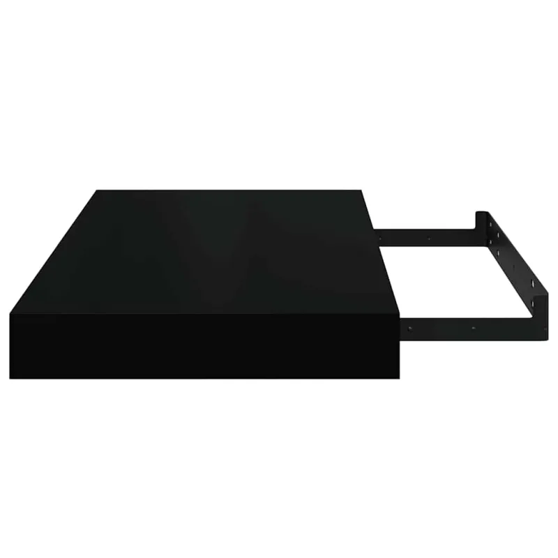 Pakabinamos sieninės lentynos, 4vnt., juodos, 40x23x3,8cm, MDF