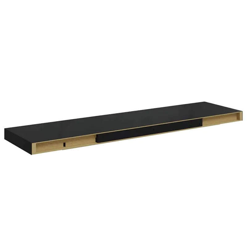 Pakabinamos lentynos, 4vnt., juodos, 90x23,5x3,8cm, MDF