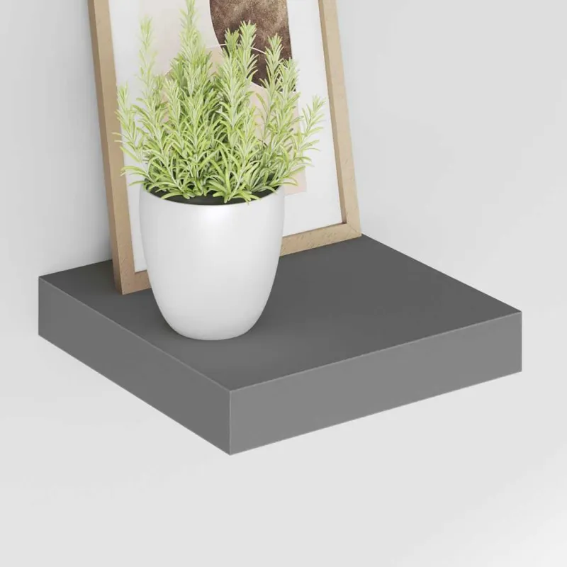 Pakabinamos lentynos, 2vnt., pilkos, 23x23,5x3,8cm, MDF