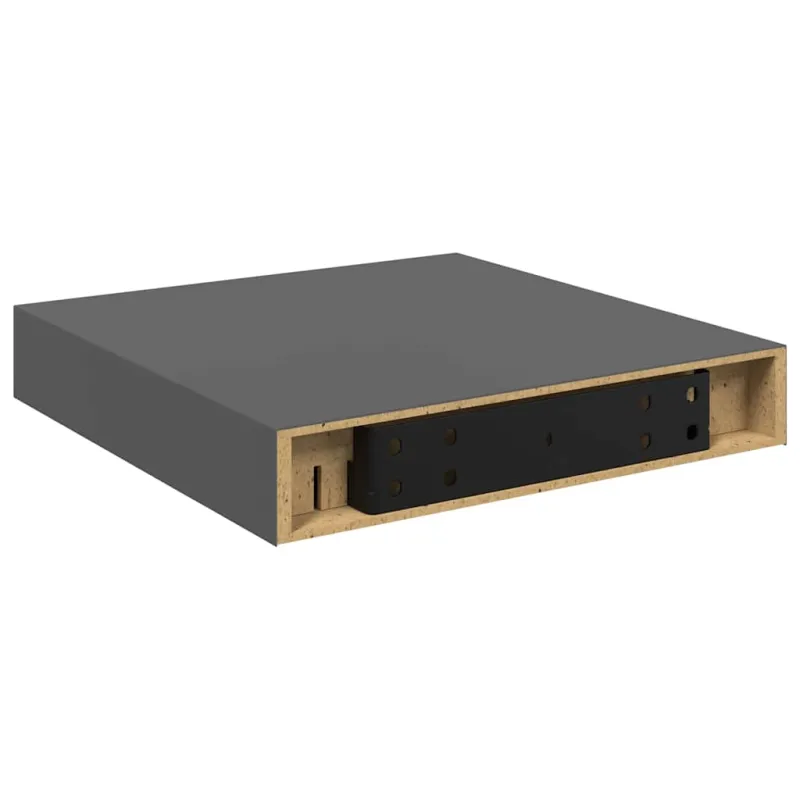 Pakabinamos lentynos, 2vnt., pilkos, 23x23,5x3,8cm, MDF