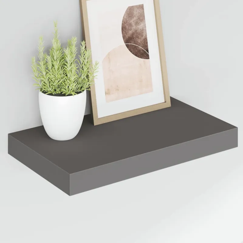 Pakabinama sieninė lentyna, pilka, 40x23x3,8cm, MDF, blizgi