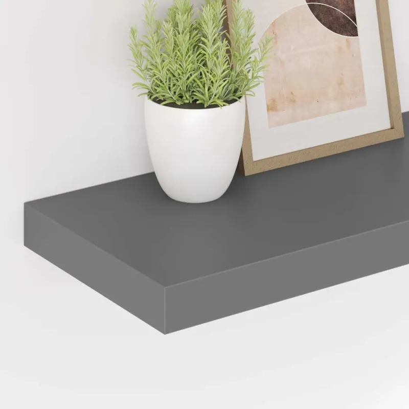 Pakabinamos lentynos, 4vnt., pilkos, 60x23,5x3,8cm, MDF