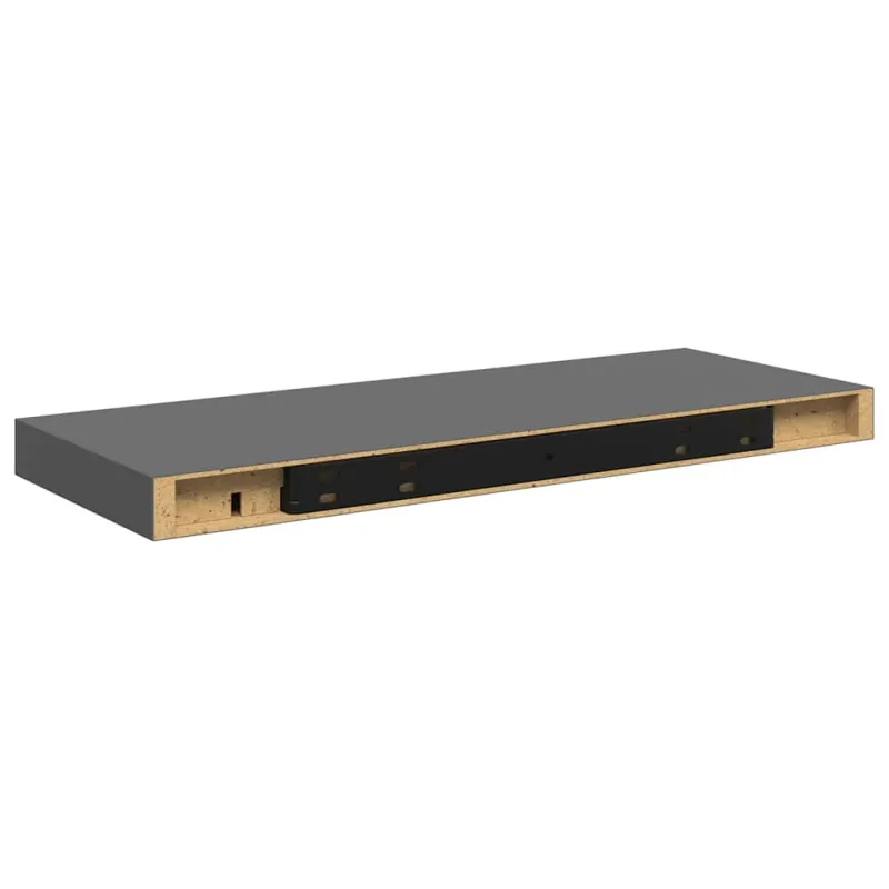 Pakabinamos lentynos, 4vnt., pilkos, 60x23,5x3,8cm, MDF