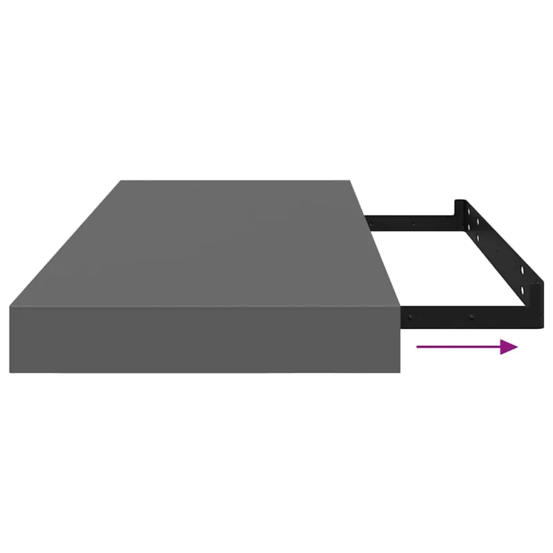 Pakabinamos lentynos, 4vnt., pilkos, 60x23,5x3,8cm, MDF