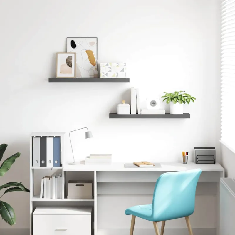 Pakabinamos lentynos, 2vnt., pilkos, 80x23,5x3,8cm, MDF