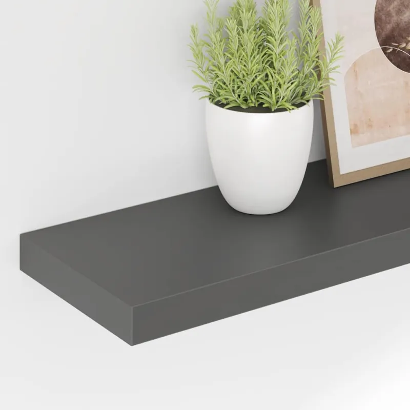 Pakabinamos lentynos, 2vnt., pilkos, 80x23,5x3,8cm, MDF