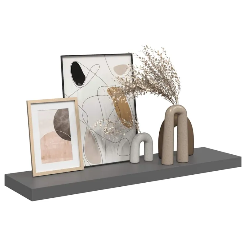 Pakabinama sieninė lentyna, pilka, 90x23,5x3,8cm, MDF, blizgi
