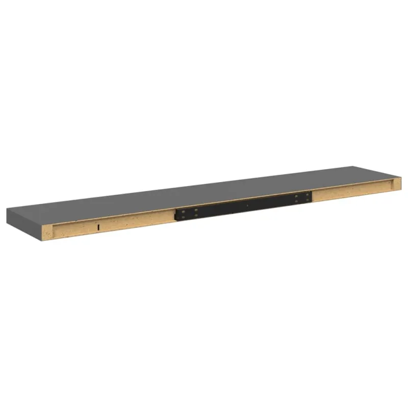 Pakabinamos lentynos, 2vnt., pilkos, 120x23,5x3,8cm, MDF