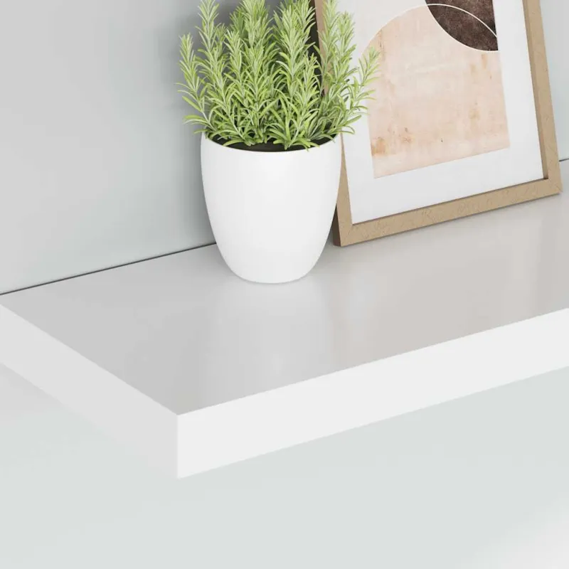 Pakabinamos sieninės lentynos, 2vnt., baltos, 50x23x3,8cm, MDF