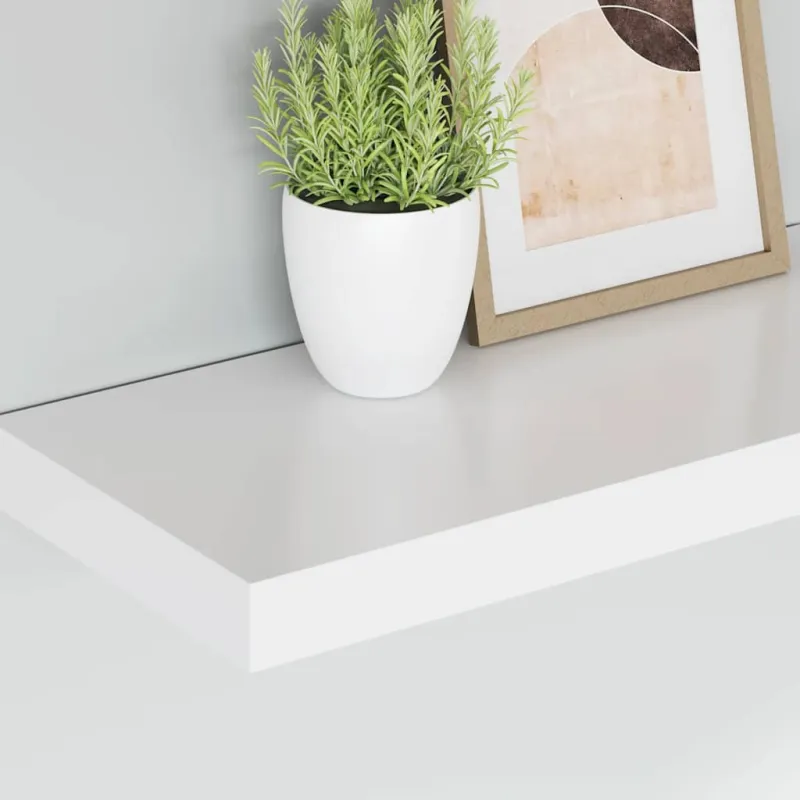 Pakabinamos sieninės lentynos, 4vnt., baltos, 50x23x3,8cm, MDF