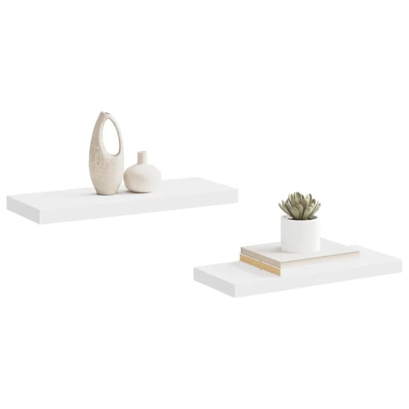 Pakabinamos lentynos, 2vnt., baltos, 60x23,5x3,8cm, MDF