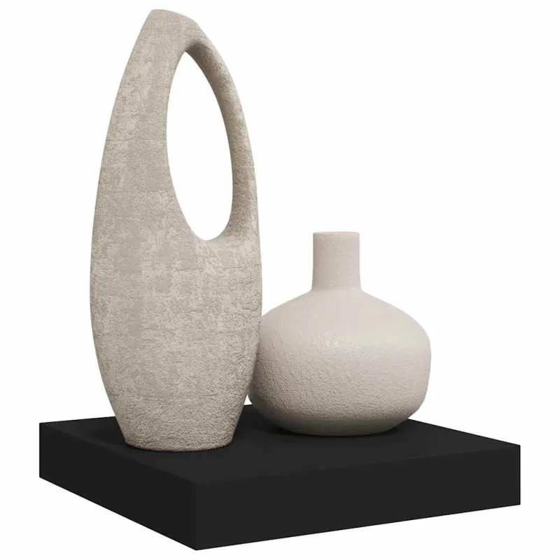 Pakabinama sieninė lentyna, juodos spalvos, 23x23,5x3,8cm, MDF