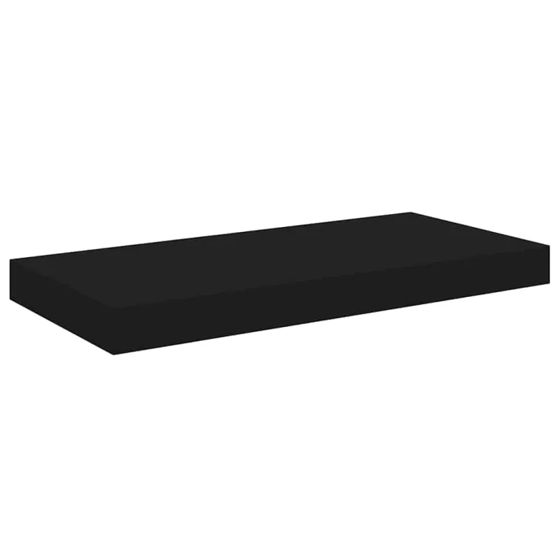 Pakabinamos sieninės lentynos, 4vnt., juodos, 50x23x3,8cm, MDF