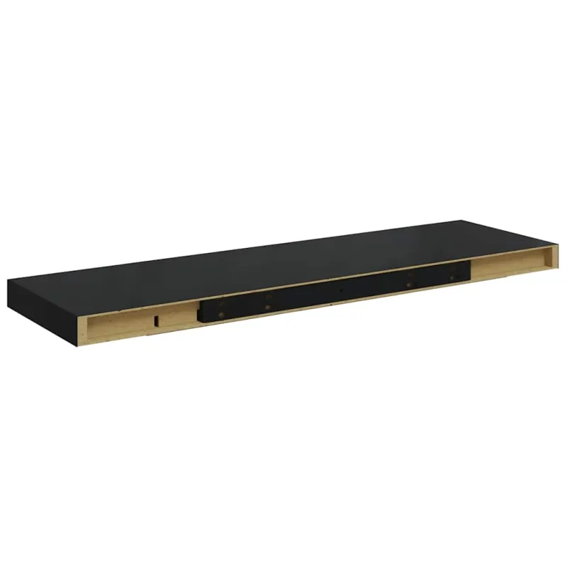 Pakabinama sieninė lentyna, juodos spalvos, 80x23,5x3,8cm, MDF