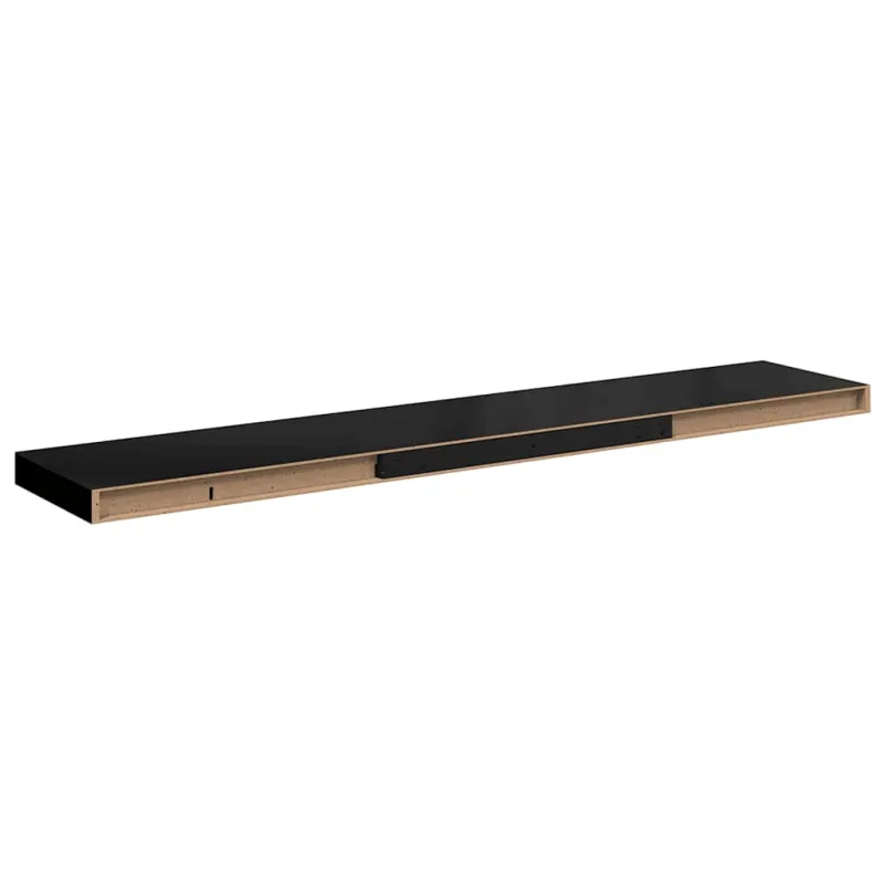 Pakabinamos lentynos, 2vnt., juodos, 120x23,5x3,8cm, MDF