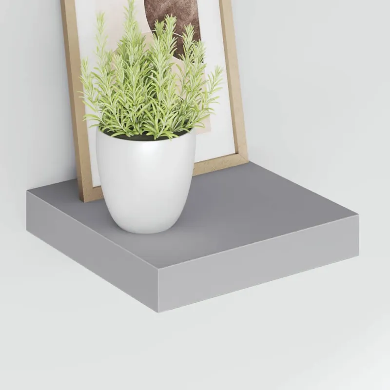 Pakabinama sieninė lentyna, pilkos spalvos, 23x23,5x3,8cm, MDF