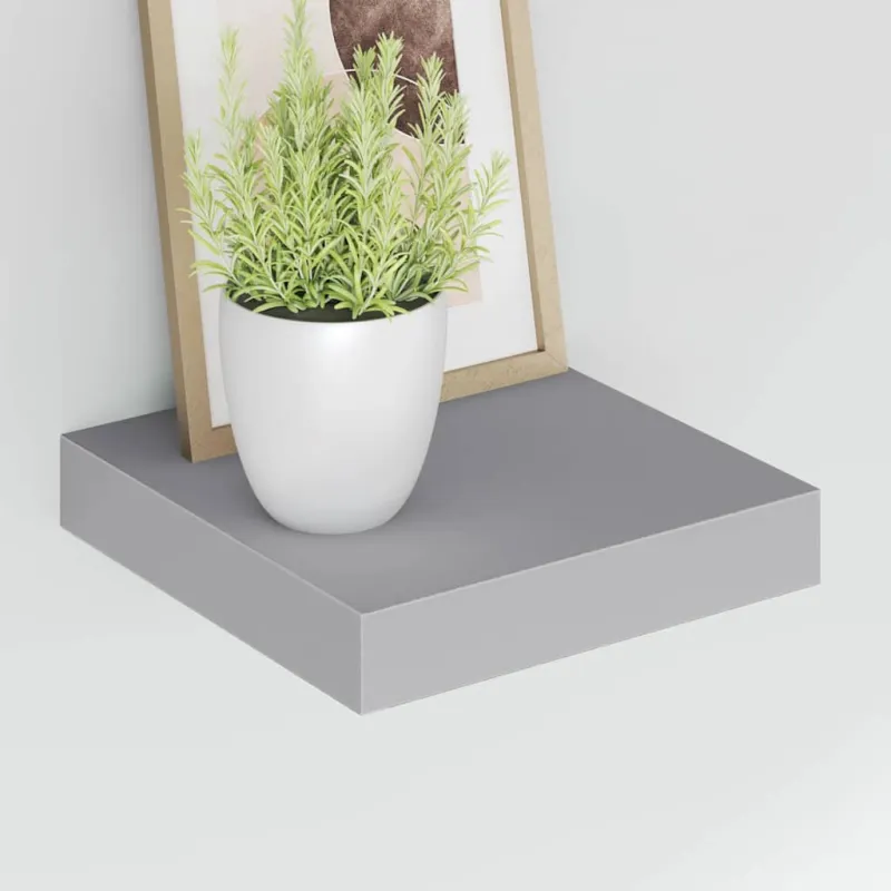 Pakabinamos lentynos, 4vnt., pilkos, 23x23,5x3,8cm, MDF