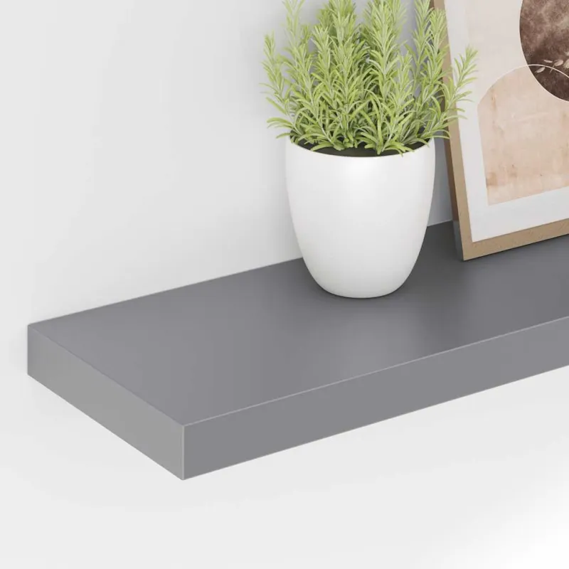 Pakabinamos lentynos, 2vnt., pilkos, 120x23,5x3,8cm, MDF